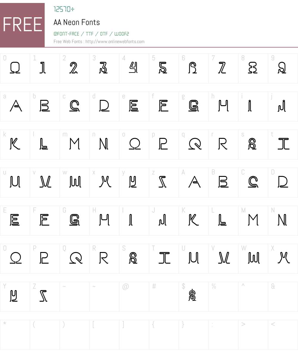 AA Neon Font Screenshots