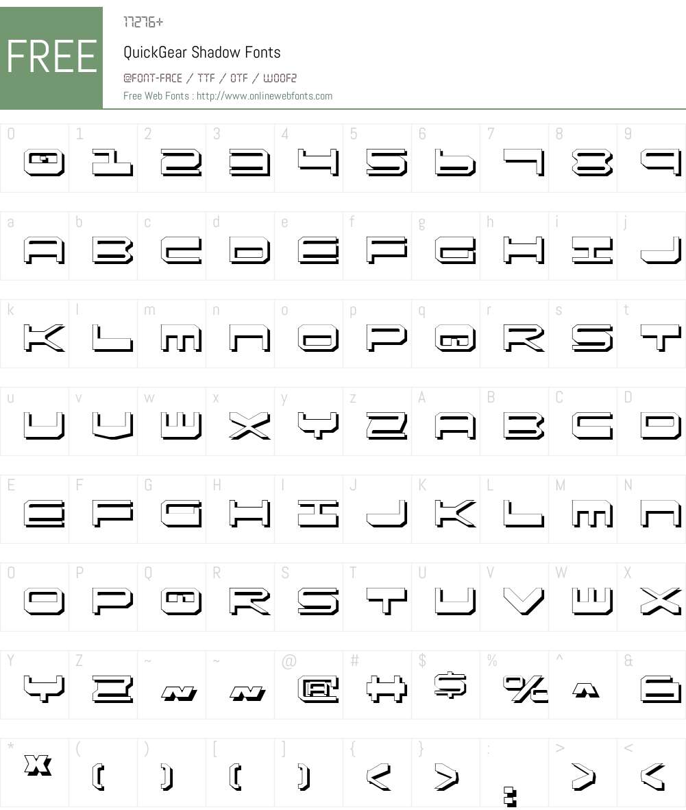 QuickGear Shadow Font Screenshots
