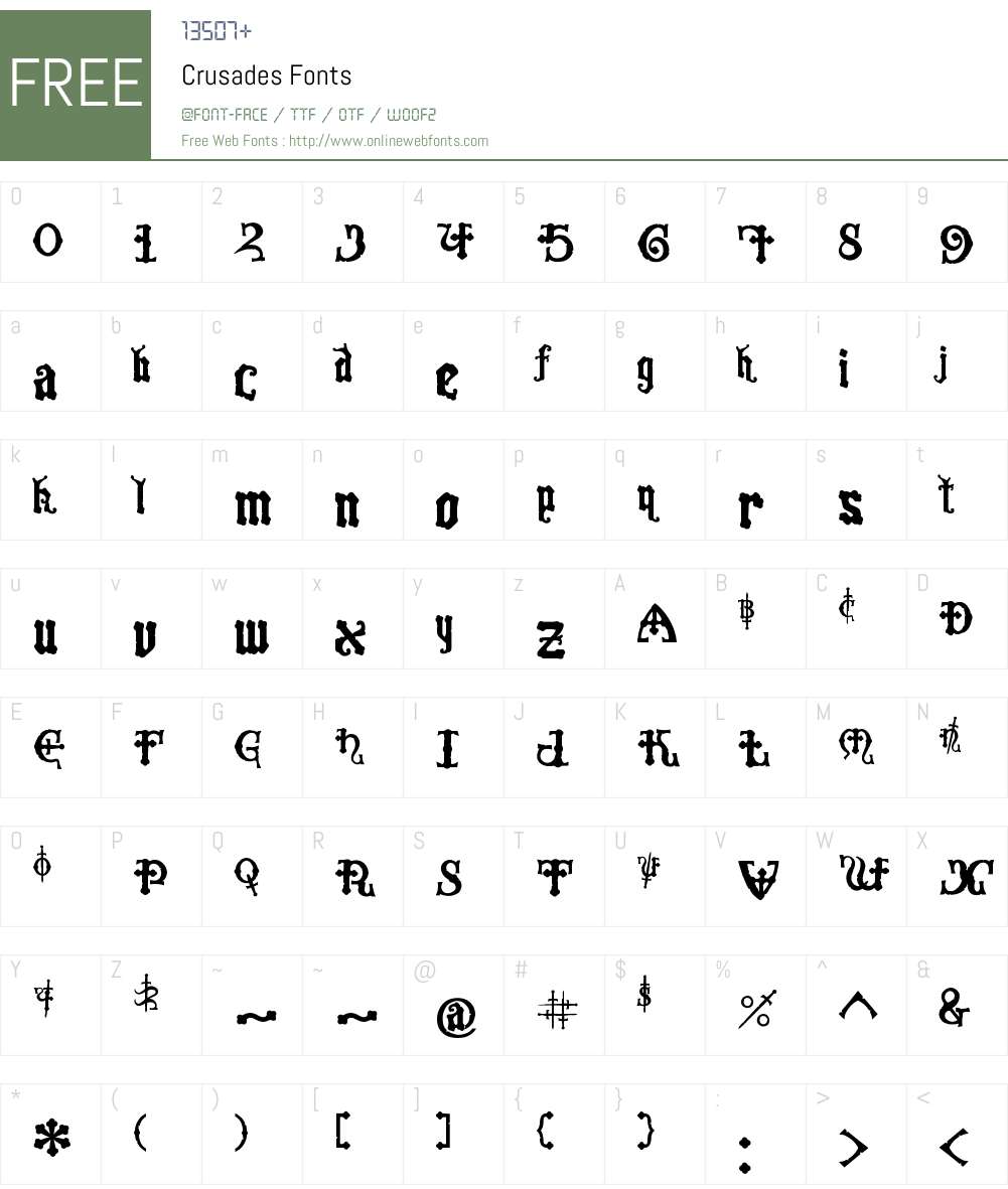 Crusades Font Screenshots