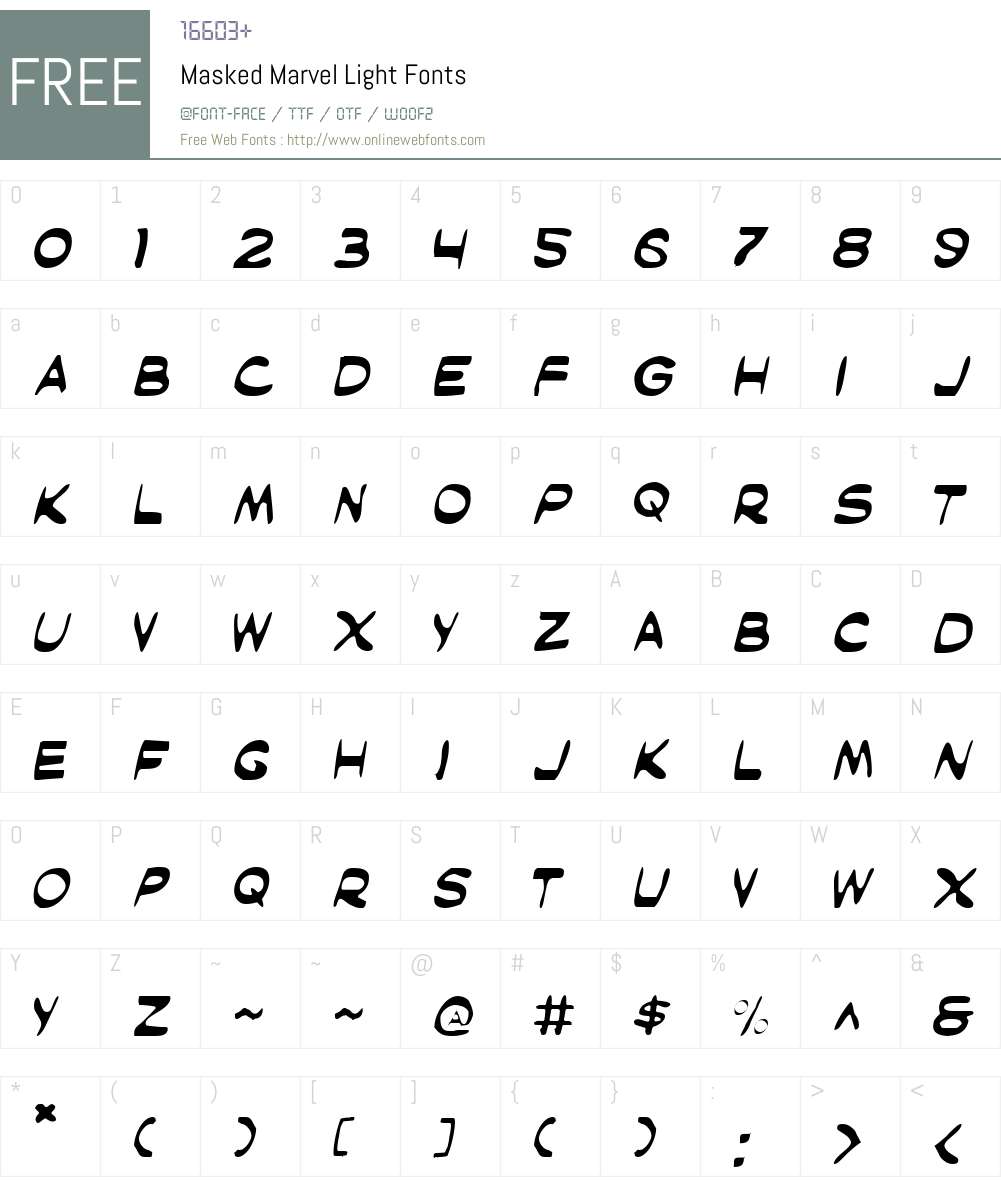 Masked Marvel Light Font Screenshots