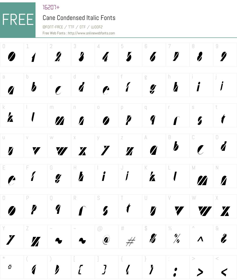 Cane Condensed Font Screenshots