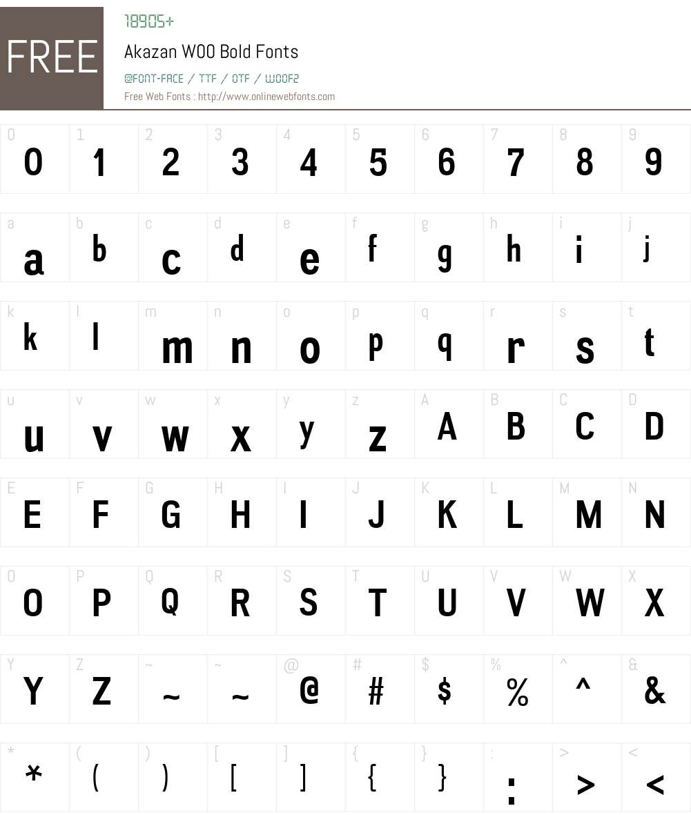 AkazanW00-Bold Font Screenshots