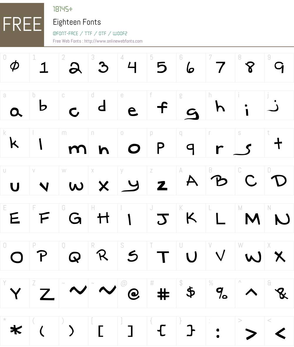 Eighteen Font Screenshots