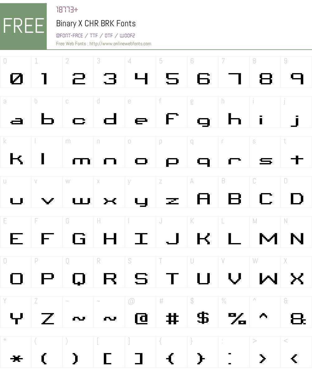 Binary X CHR BRK Font Screenshots