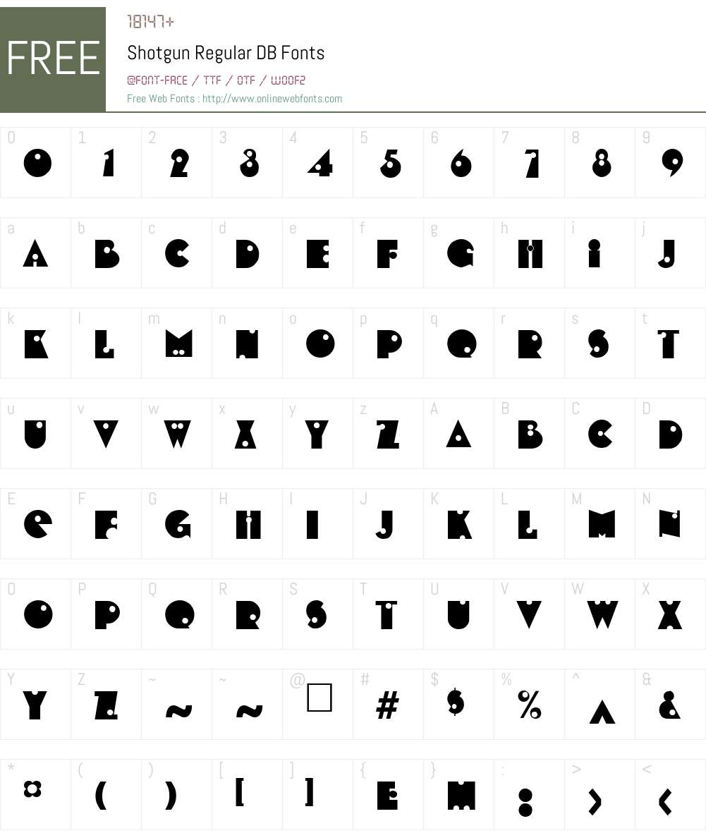 Shotgun DB Font Screenshots