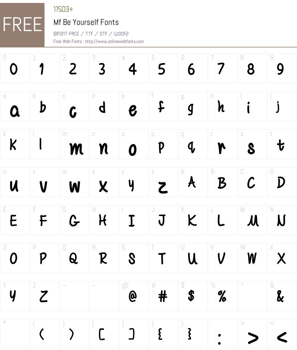 Mf Be Yourself Font Screenshots