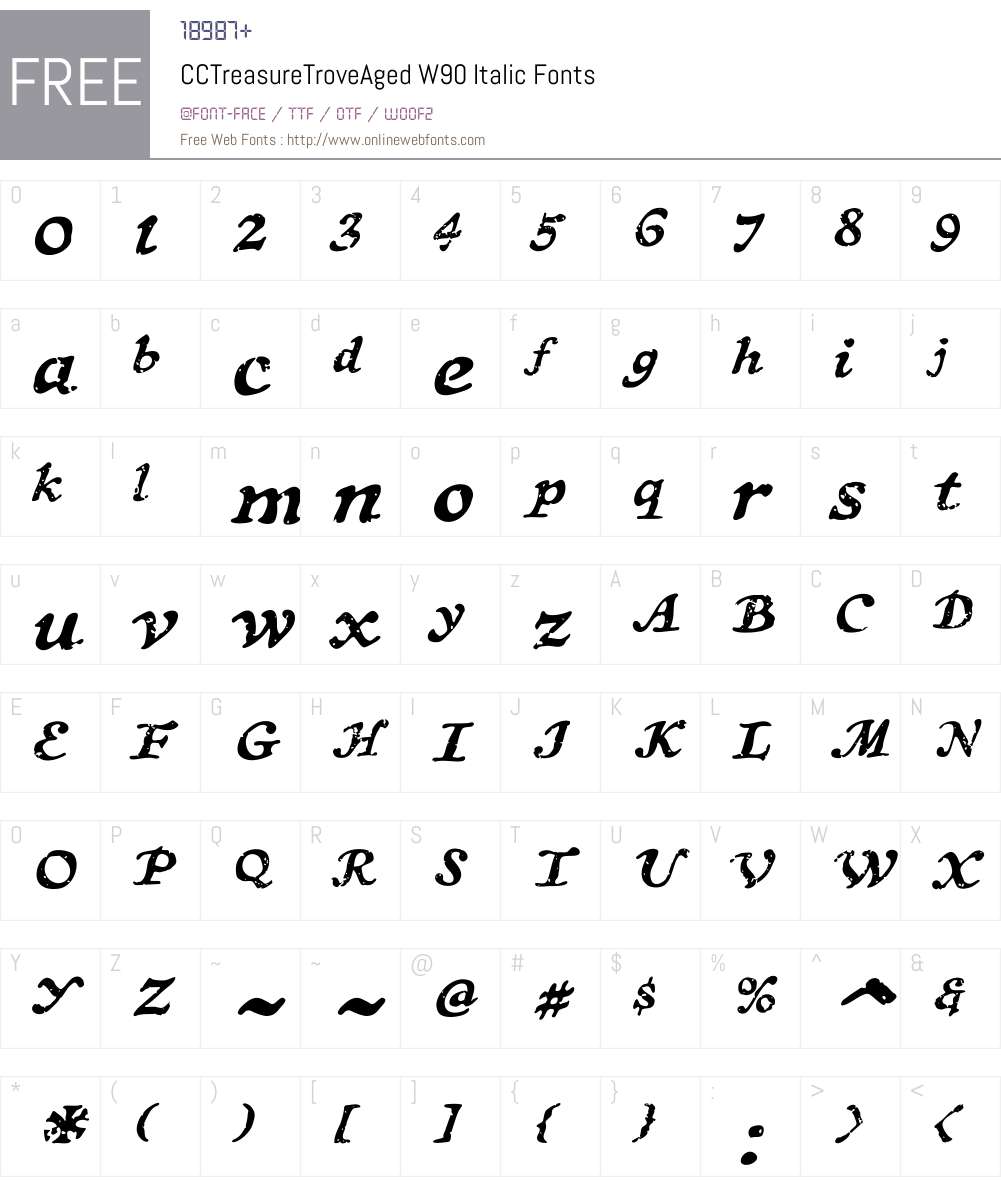 CCTreasureTroveAgedW90-It Font Screenshots