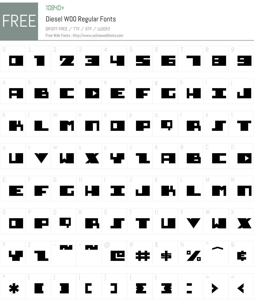 DieselW00-Regular Font Screenshots