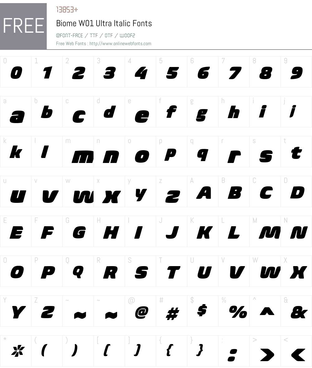 BiomeW01-UltraItalic Font Screenshots
