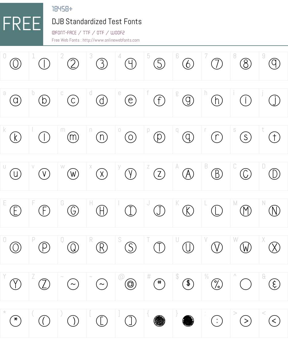 DJB Standardized Test Font Screenshots