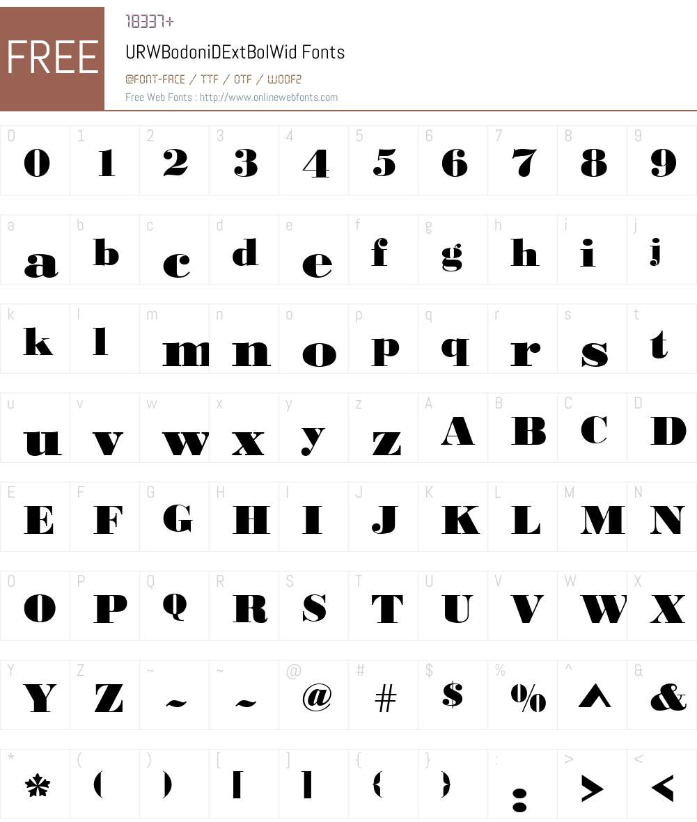 URWBodoniDExtBolWid Font Screenshots