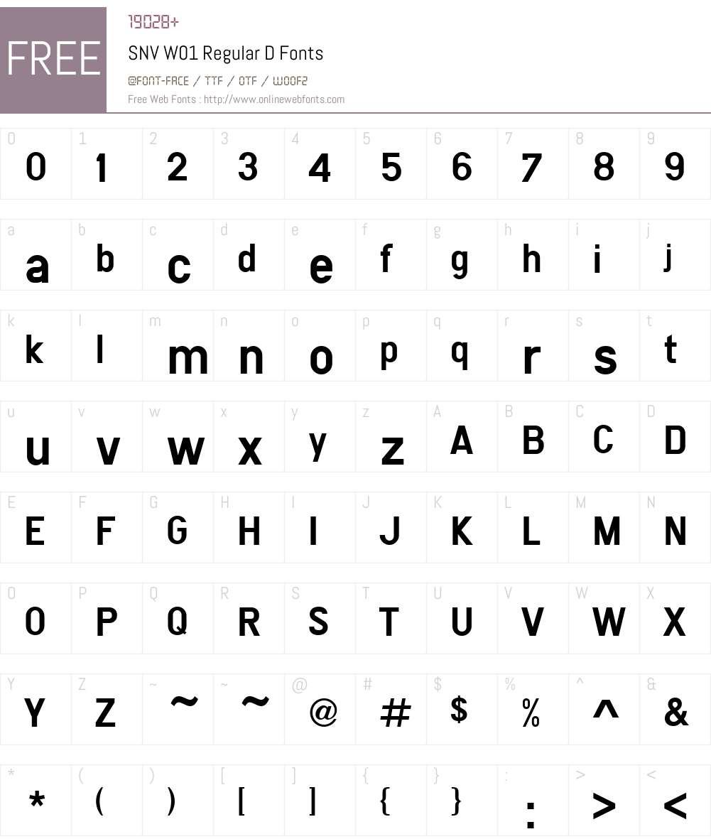SNVW01-RegularD Font Screenshots