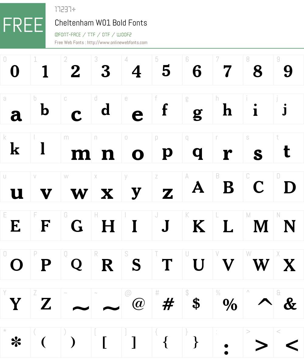 CheltenhamW01-Bold Font Screenshots
