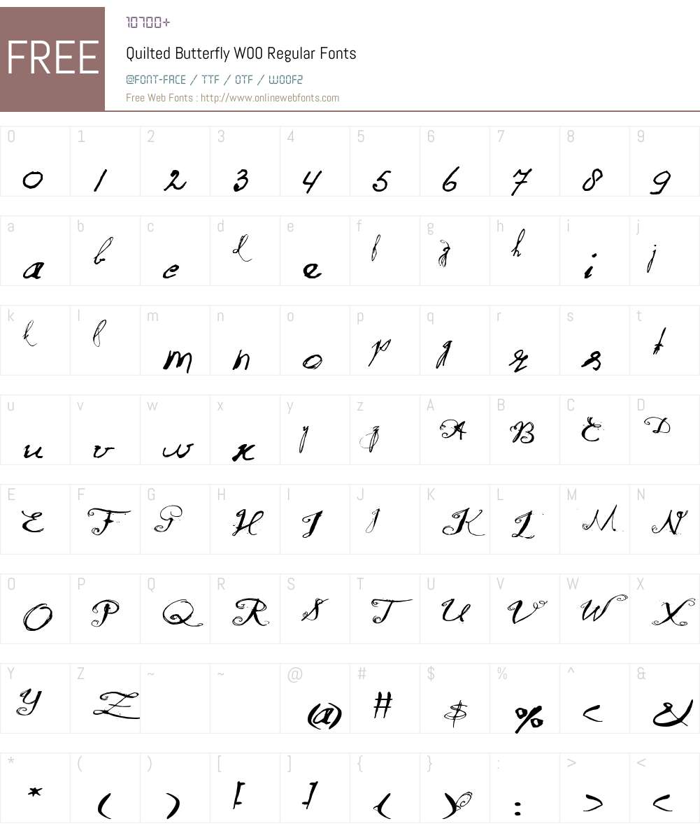 QuiltedButterflyW00-Regular Font Screenshots