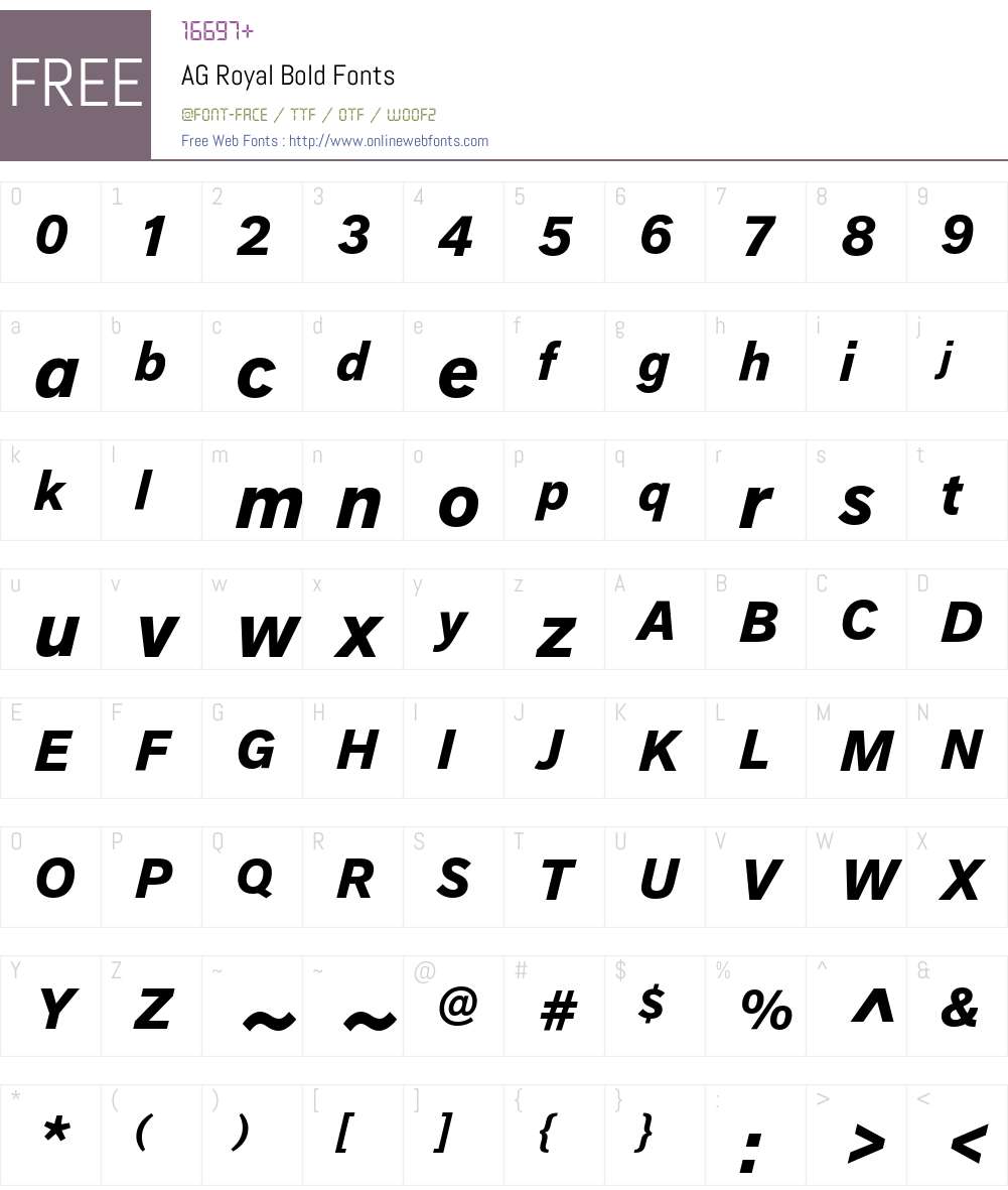 AG Royal Bold Font Screenshots