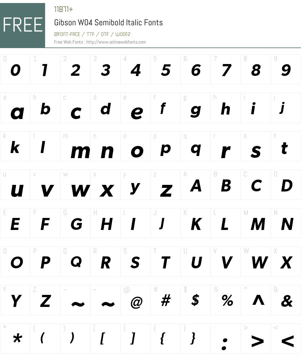 Gibson Font Screenshots