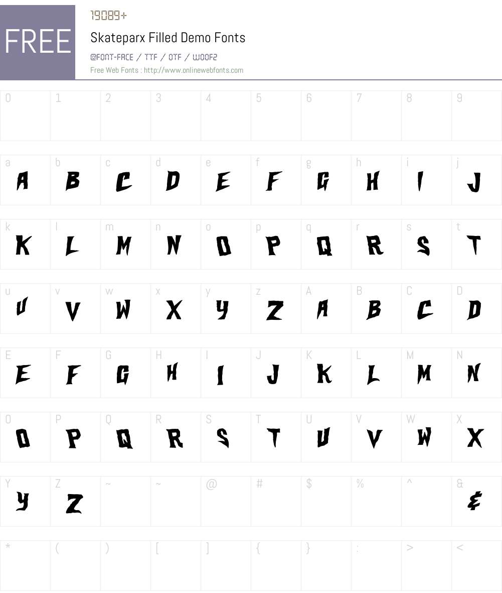 Skateparx Filled - Demo Font Screenshots
