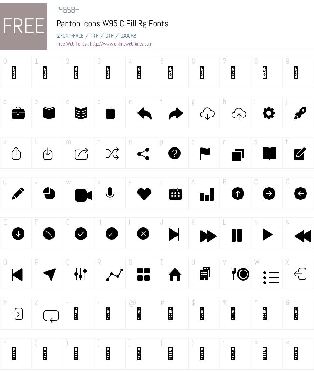 PantonIconsW95-CFillRegular Font Screenshots