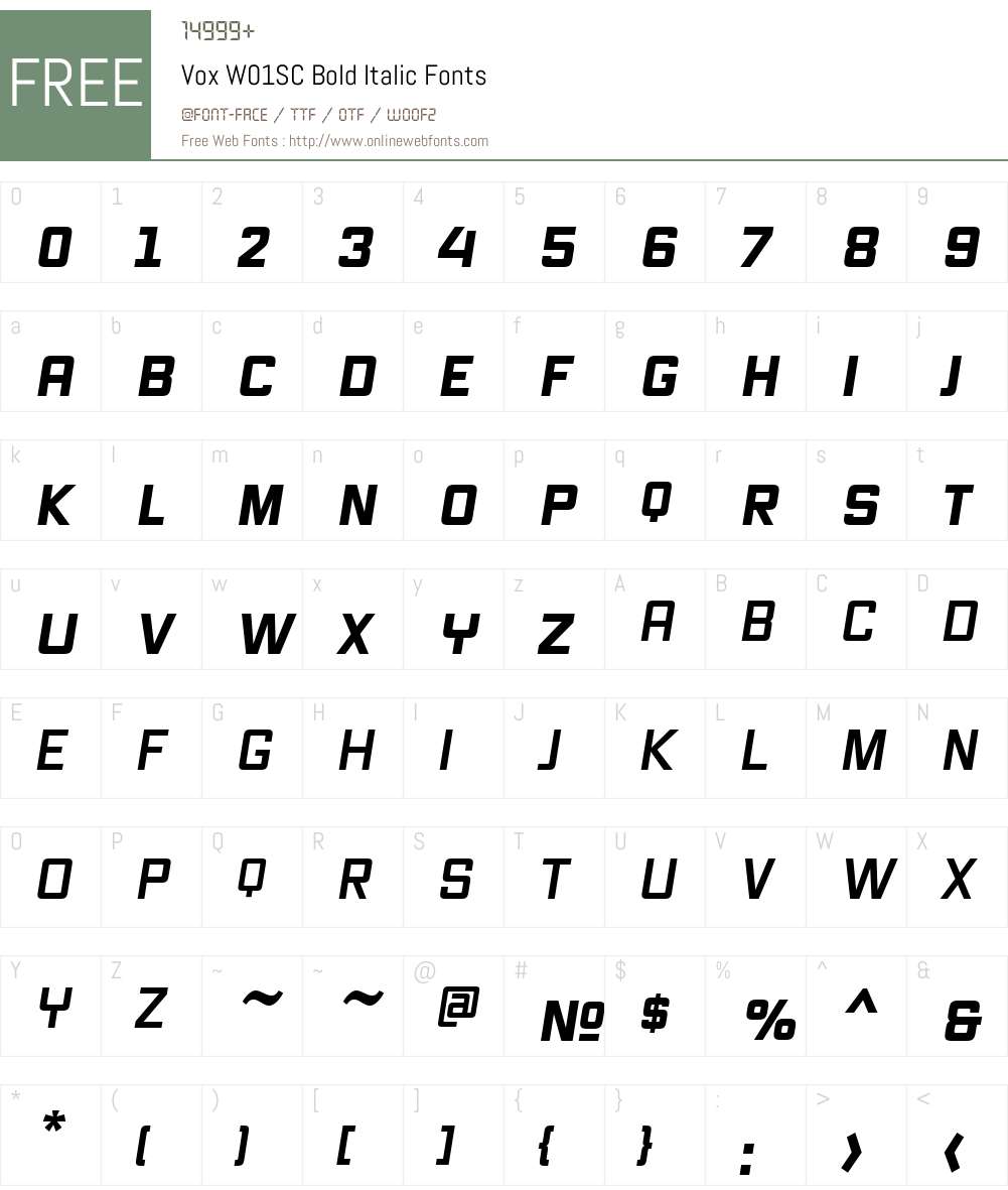 VoxW01SC-BoldItalic Font Screenshots