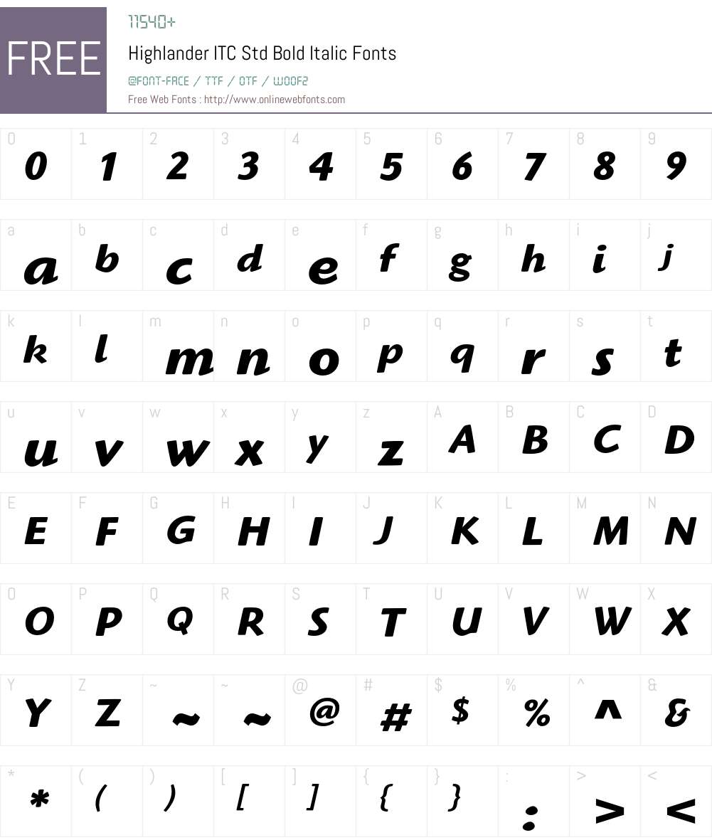 Highlander ITC Std Font Screenshots
