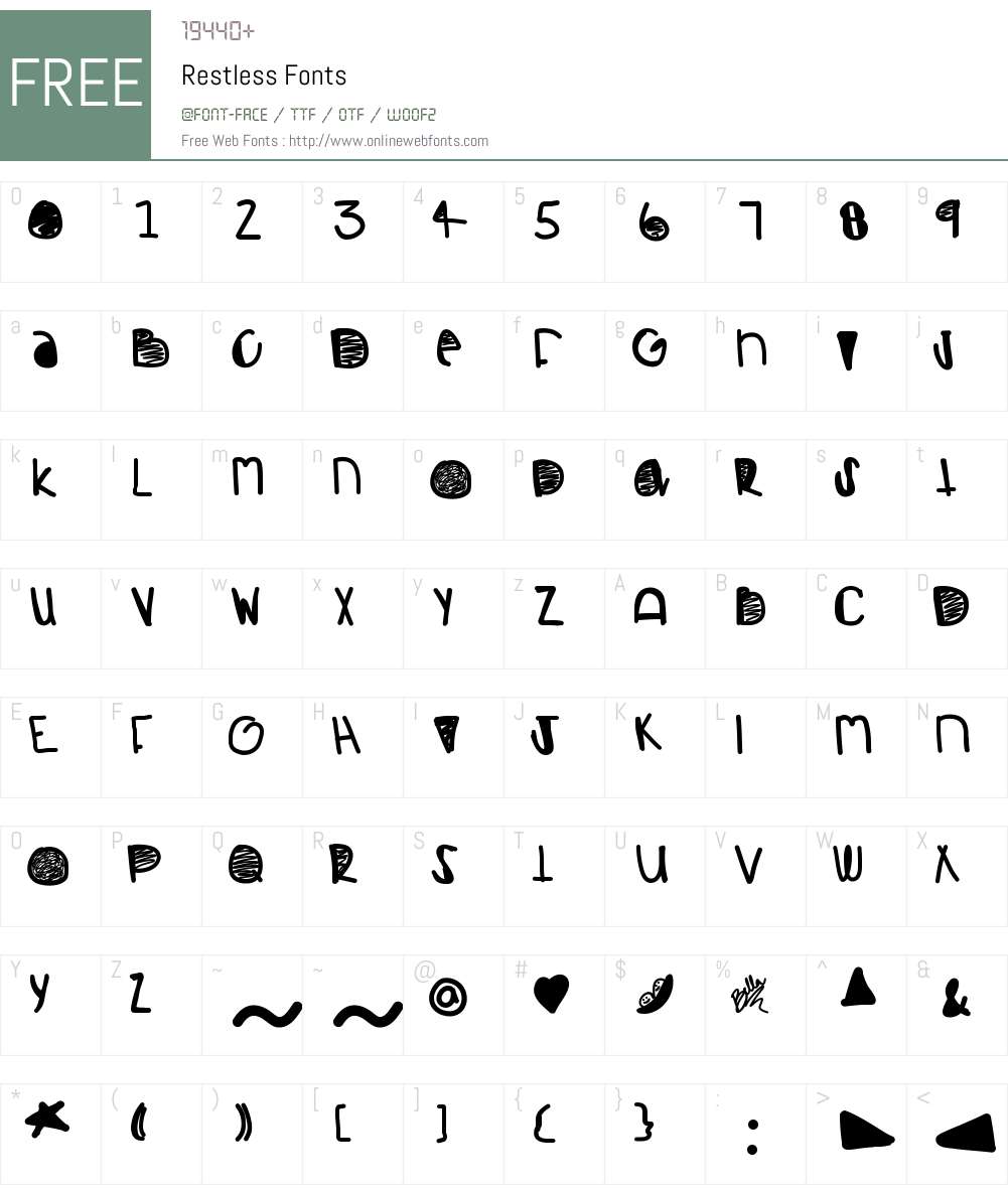 Restless Font Screenshots