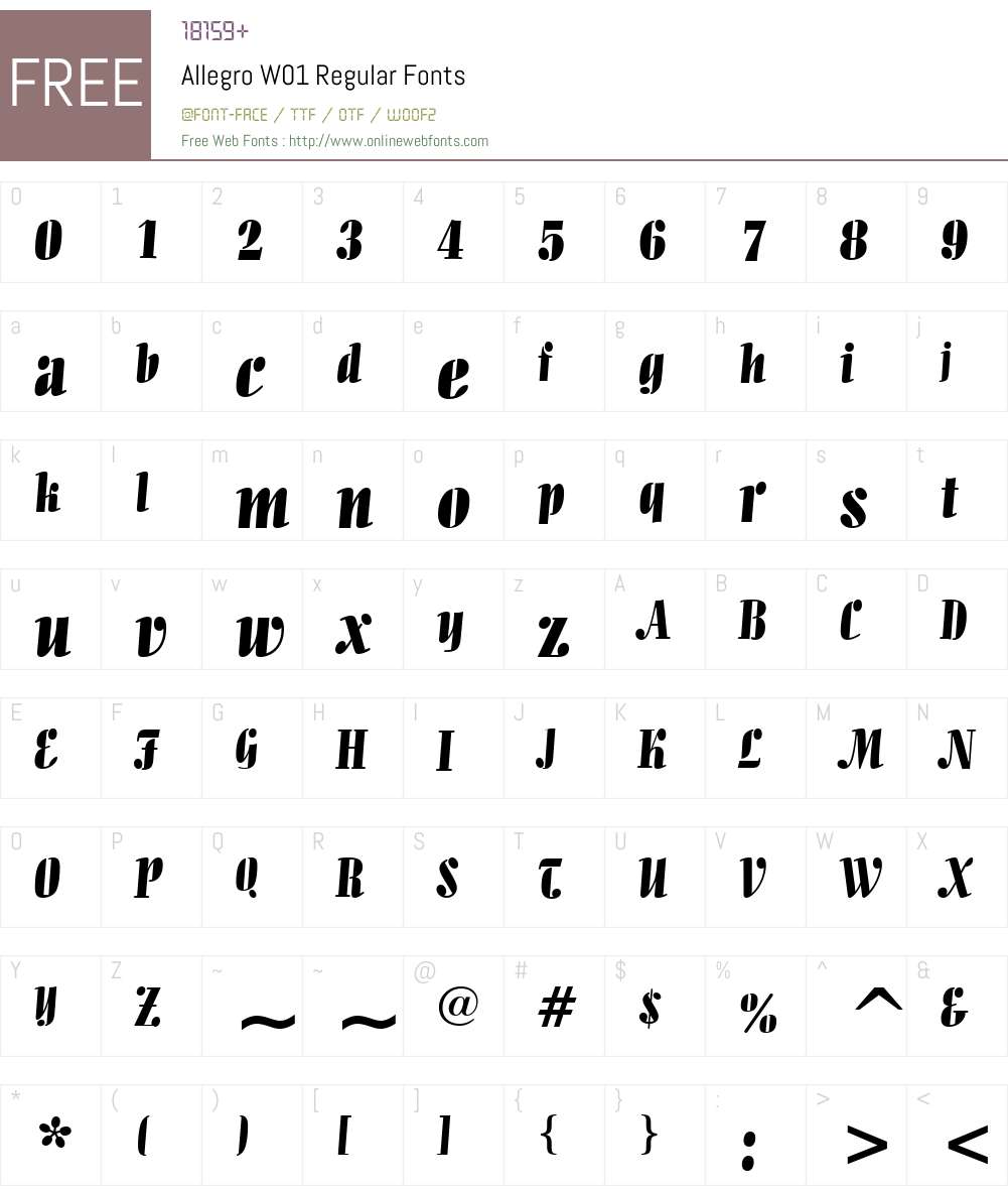 AllegroW01-Regular Font Screenshots