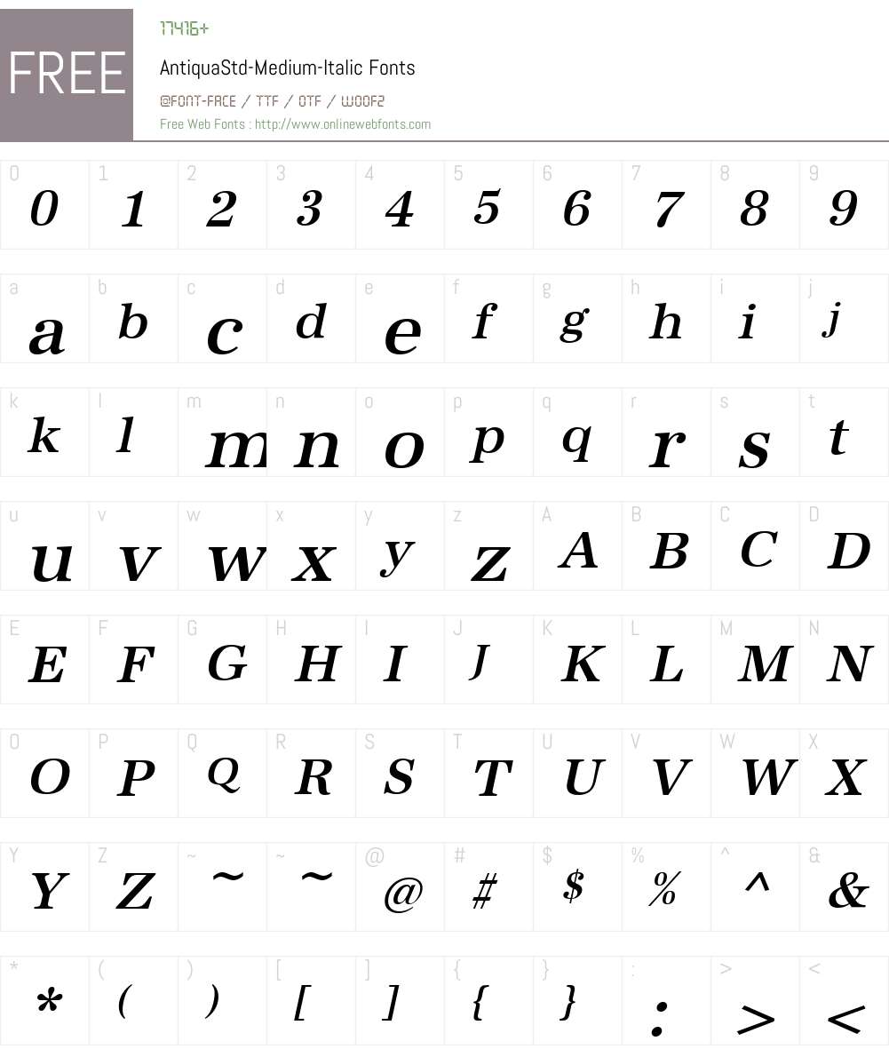 AntiquaStd-Medium Font Screenshots
