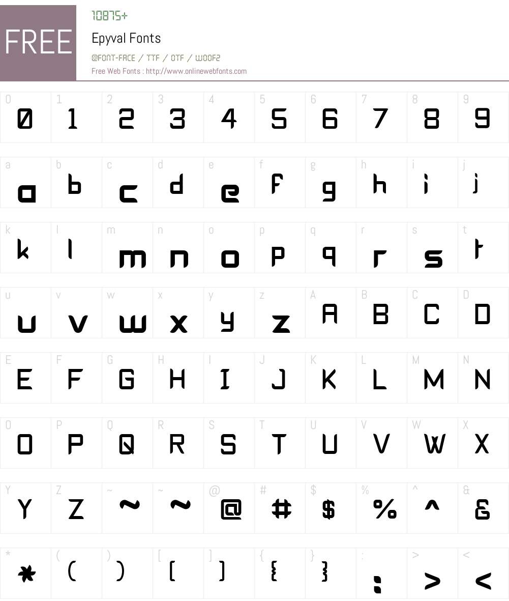 Epyval Font Screenshots