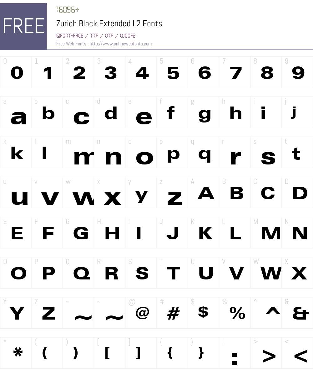 Zurich BlkEx L2 Font Screenshots