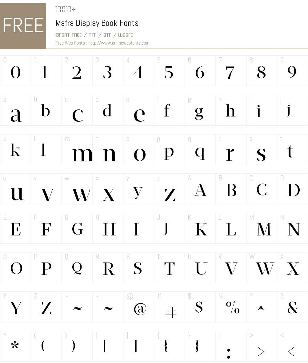 Mafra Display Book Font Screenshots