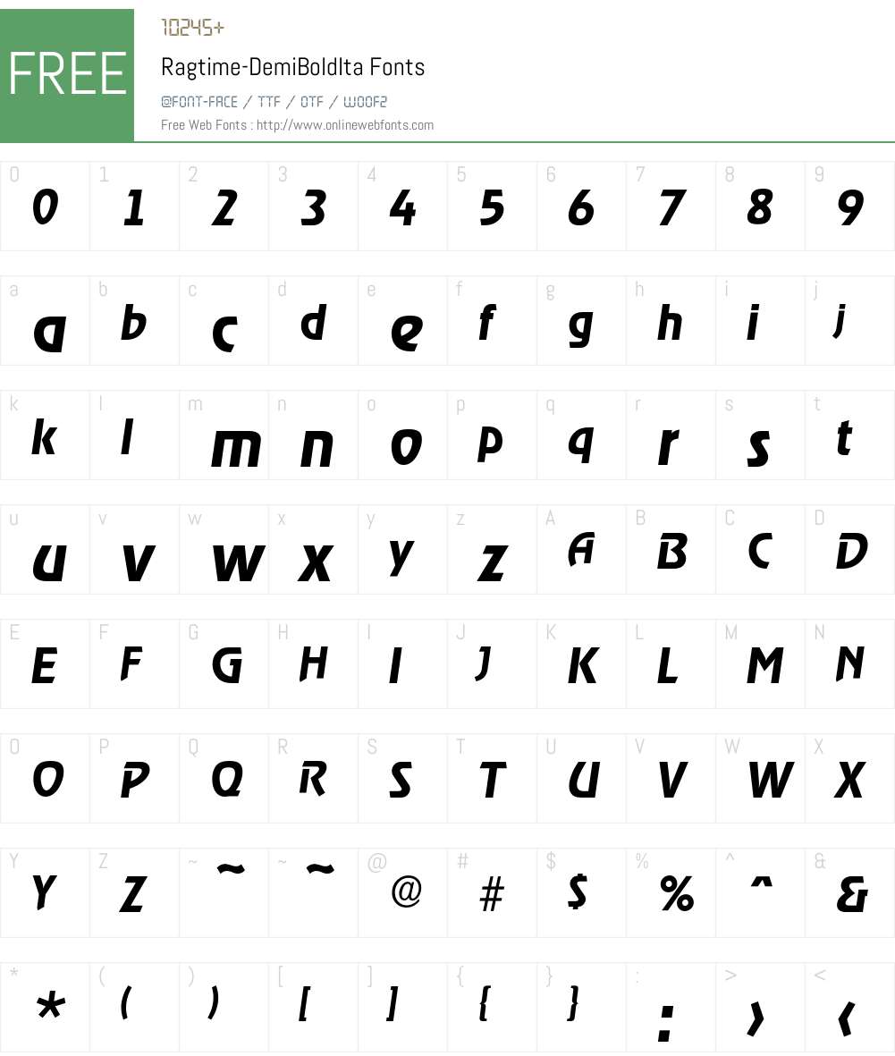 Ragtime-DemiBoldIta Font Screenshots