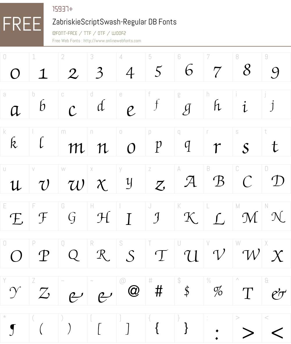 ZabriskieScriptSwash DB Font Screenshots