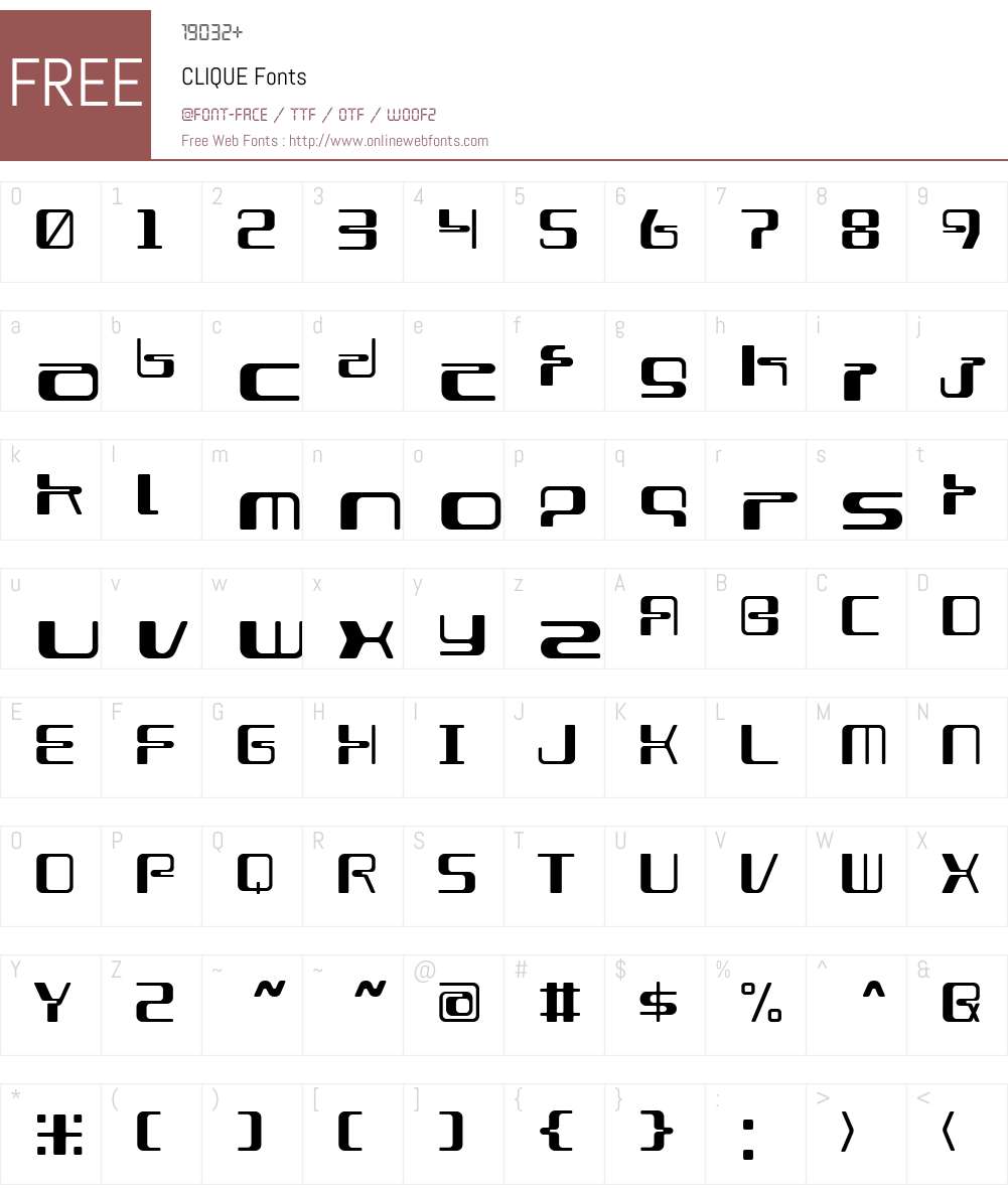 CLIQUE Font Screenshots