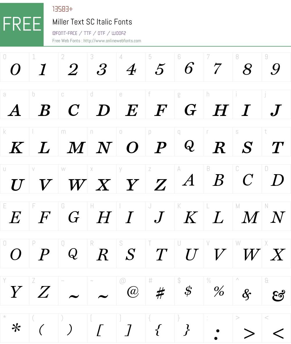 Miller Font Screenshots