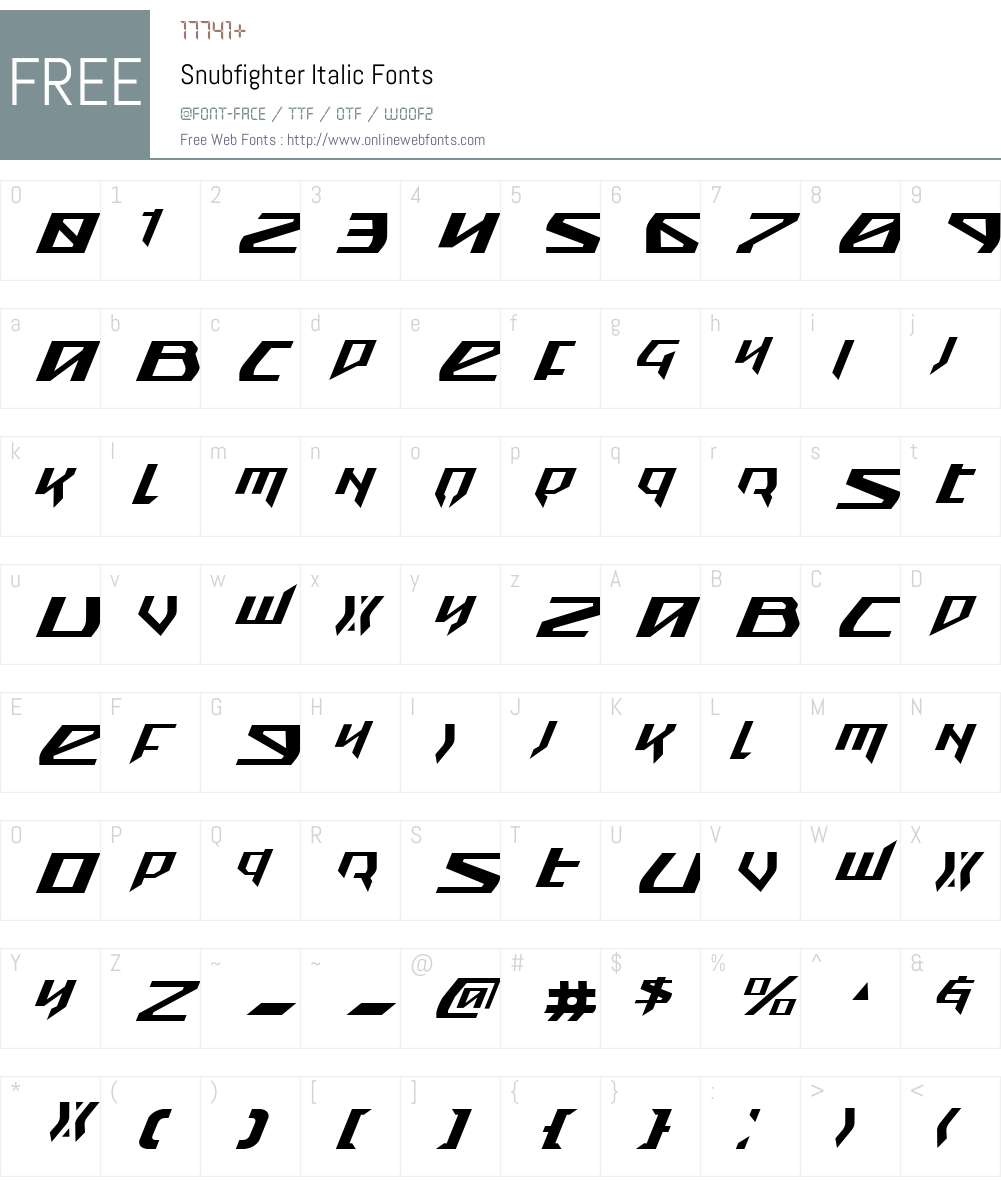 Snubfighter Italic Font Screenshots
