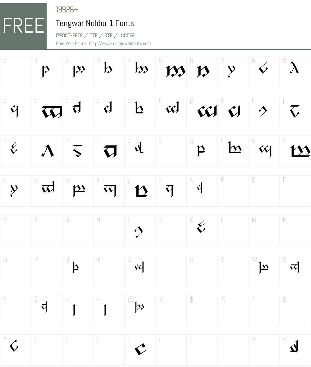 Tengwar Noldor-1 Font Screenshots