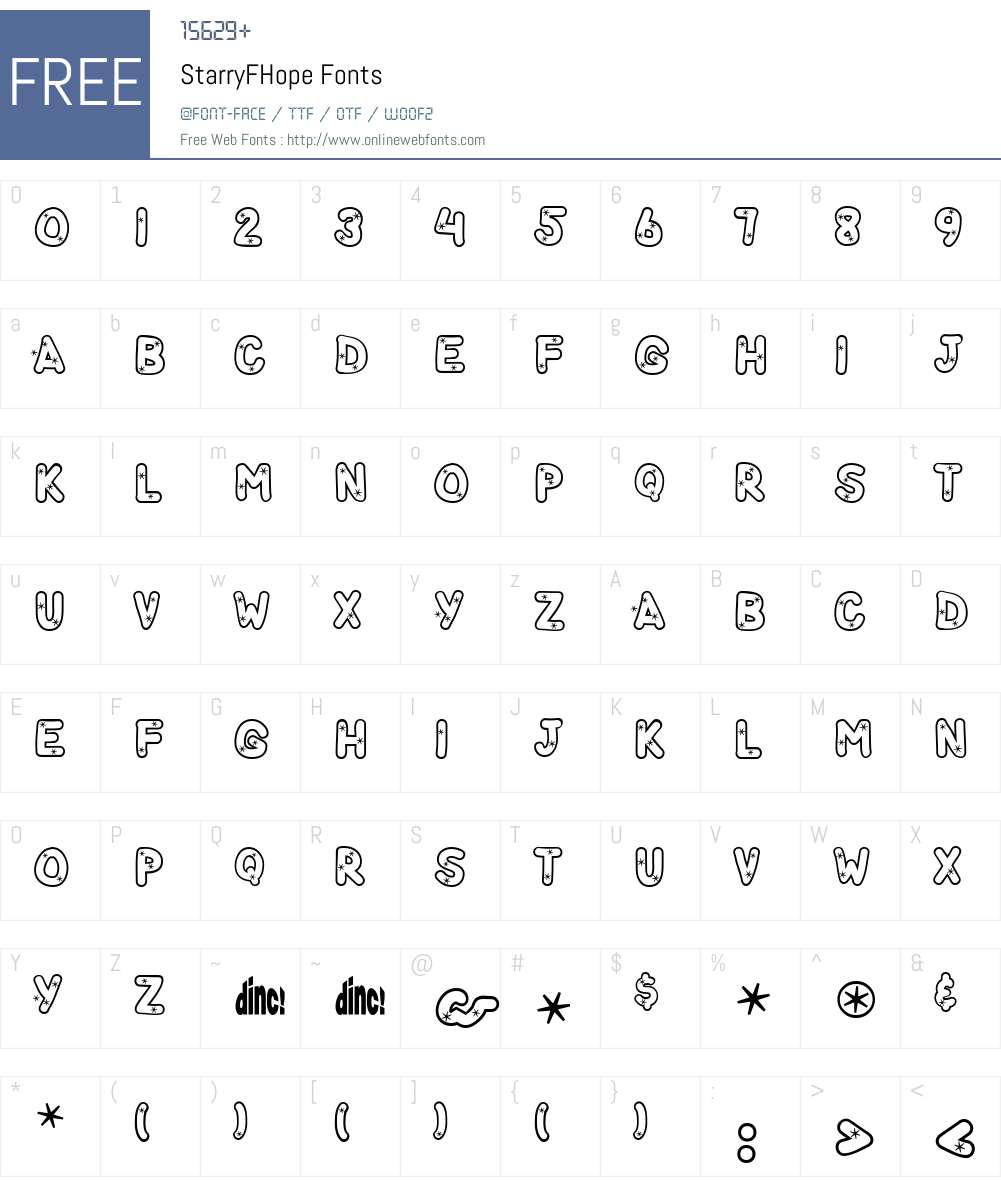 StarryFHope Font Screenshots