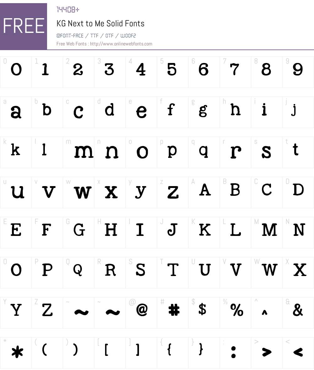 KG Next to Me Solid Font Screenshots