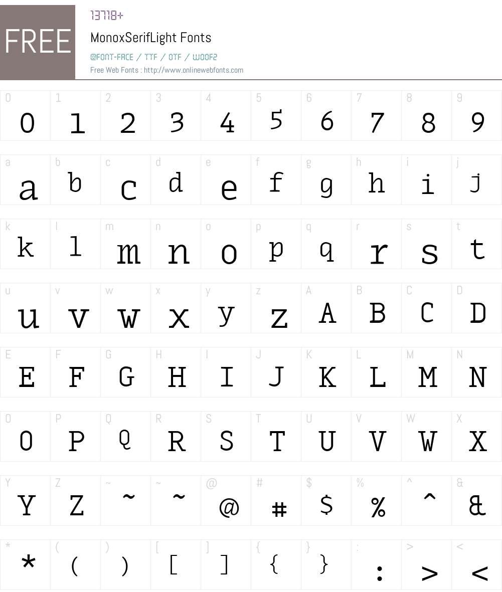 MonoxSerifLight Font Screenshots