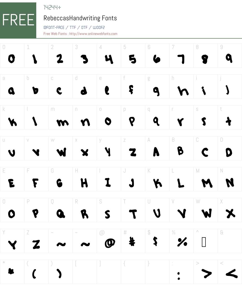 RebeccasHandwriting Font Screenshots