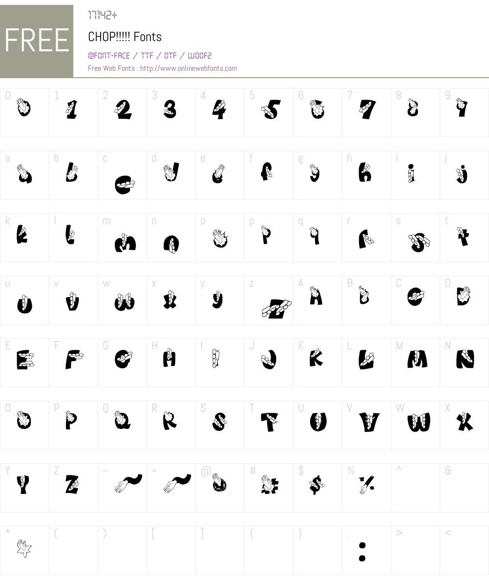 CHOP!!!!! Font Screenshots
