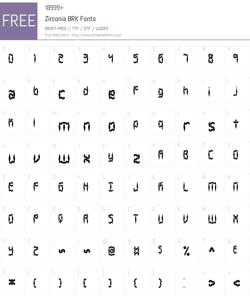 Zirconia BRK Font Screenshots