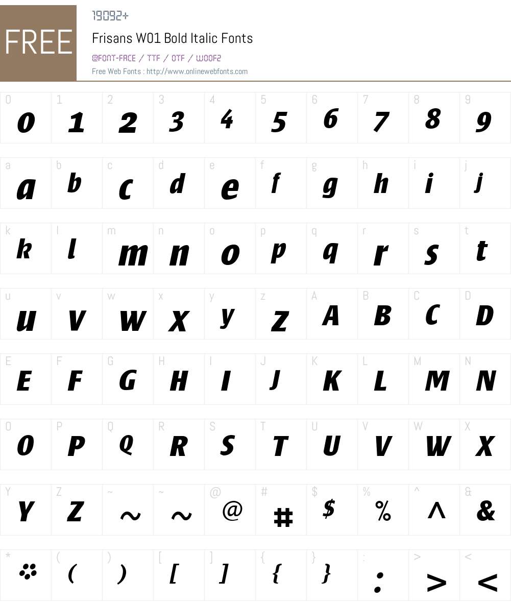 FrisansW01-BoldItalic Font Screenshots