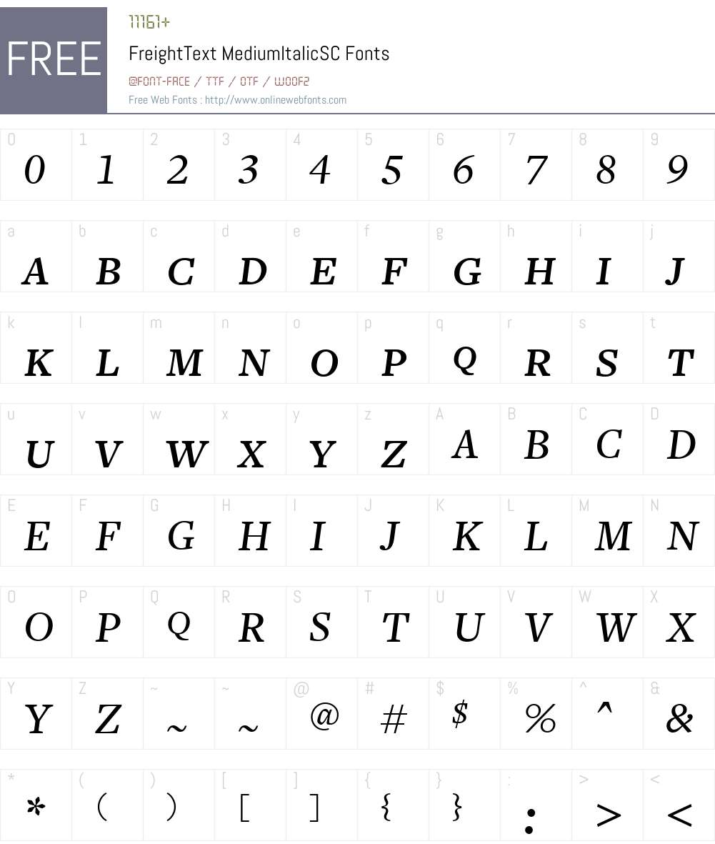FreightTextMediumItalicSC Font Screenshots