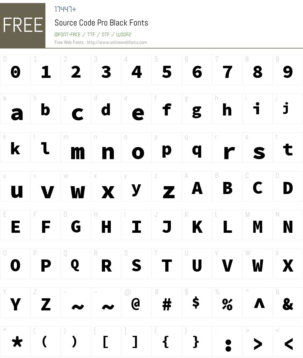 Source Code Pro Black Font Screenshots