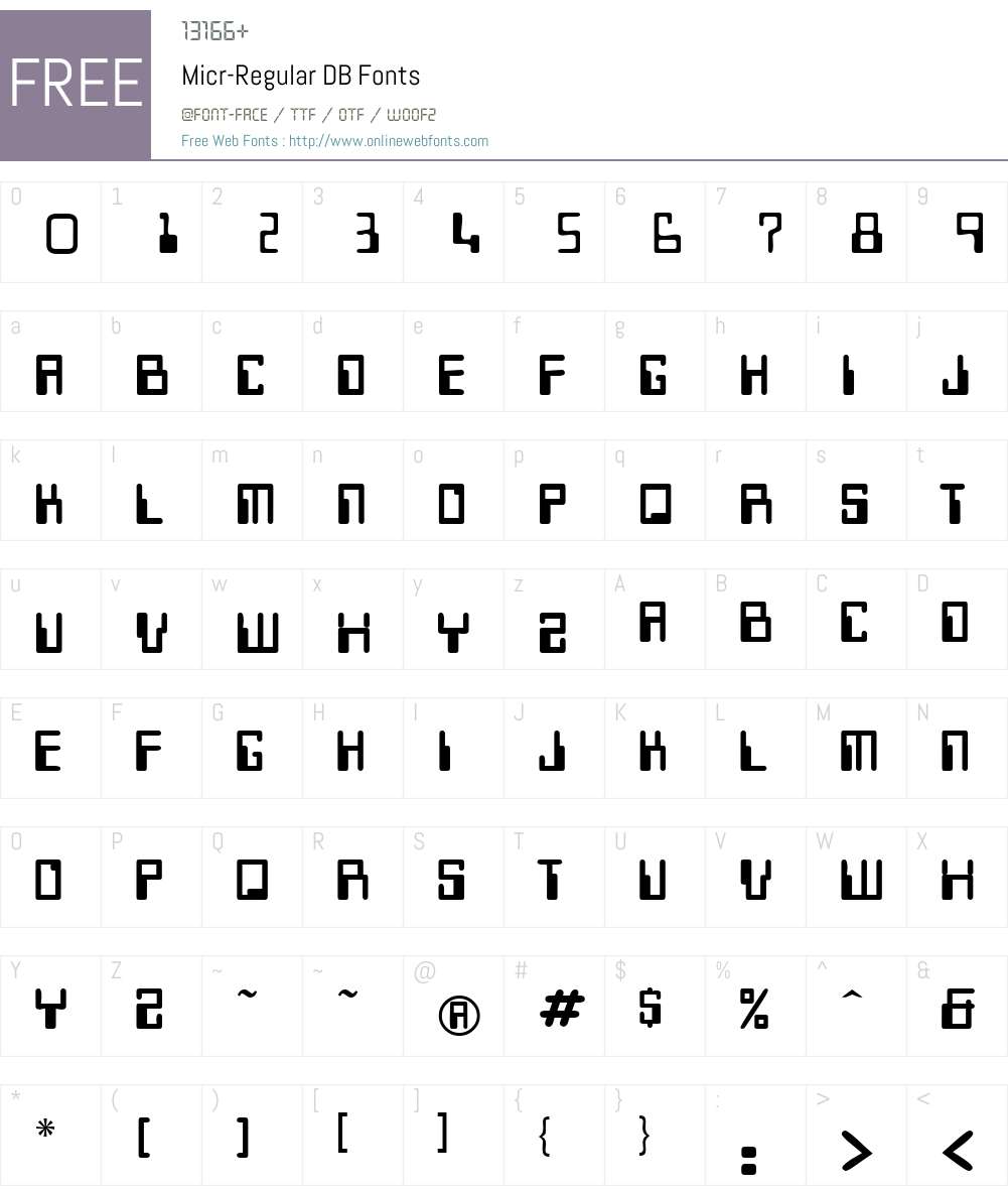 Micr DB Font Screenshots