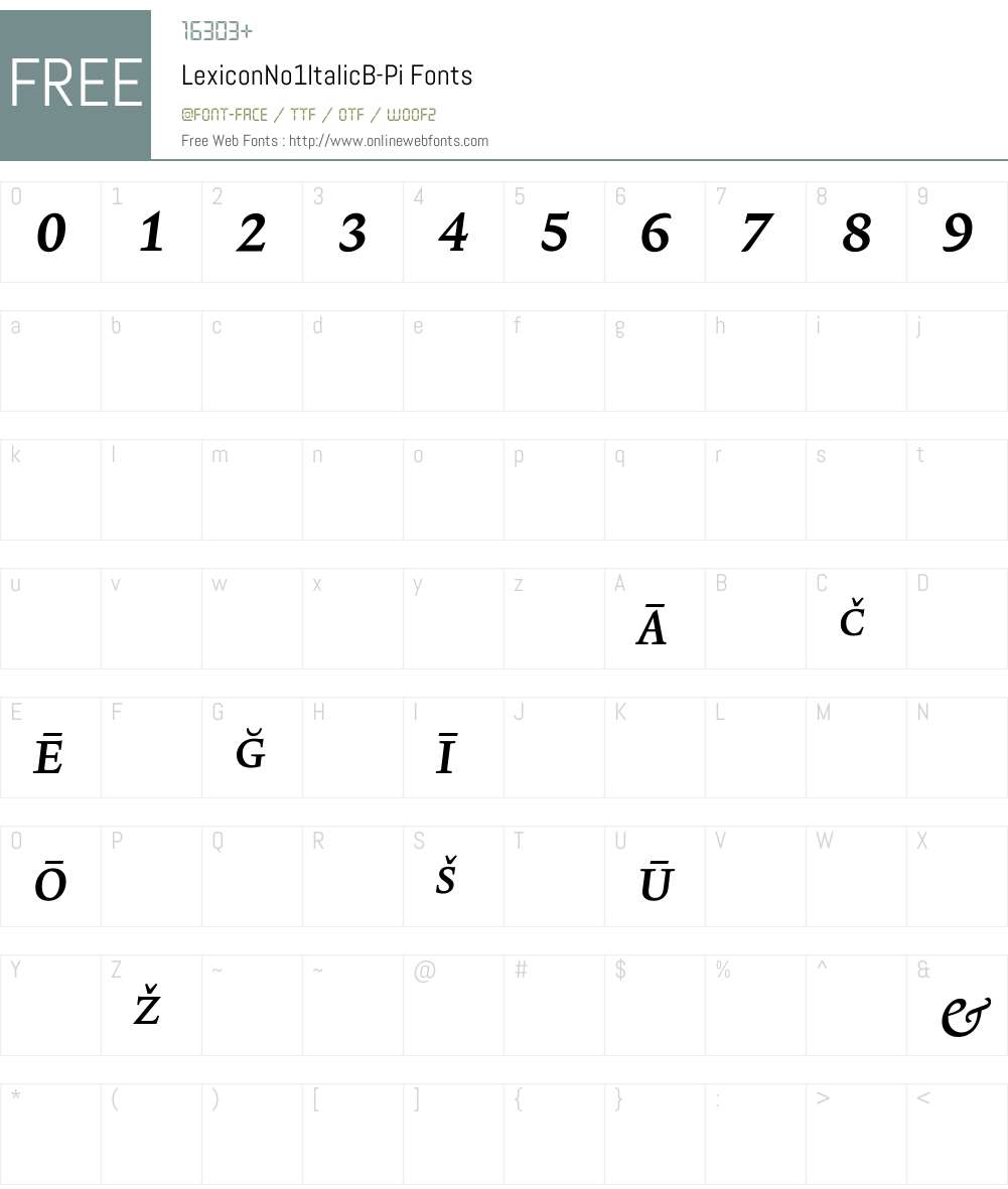 LexiconNo1ItalicB Font Screenshots