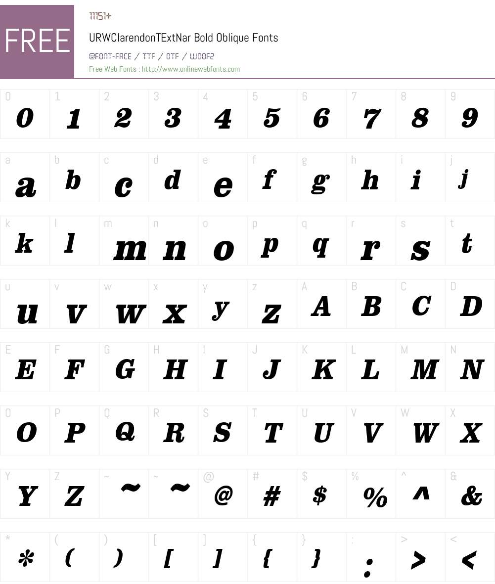 URWClarendonTExtNar Font Screenshots