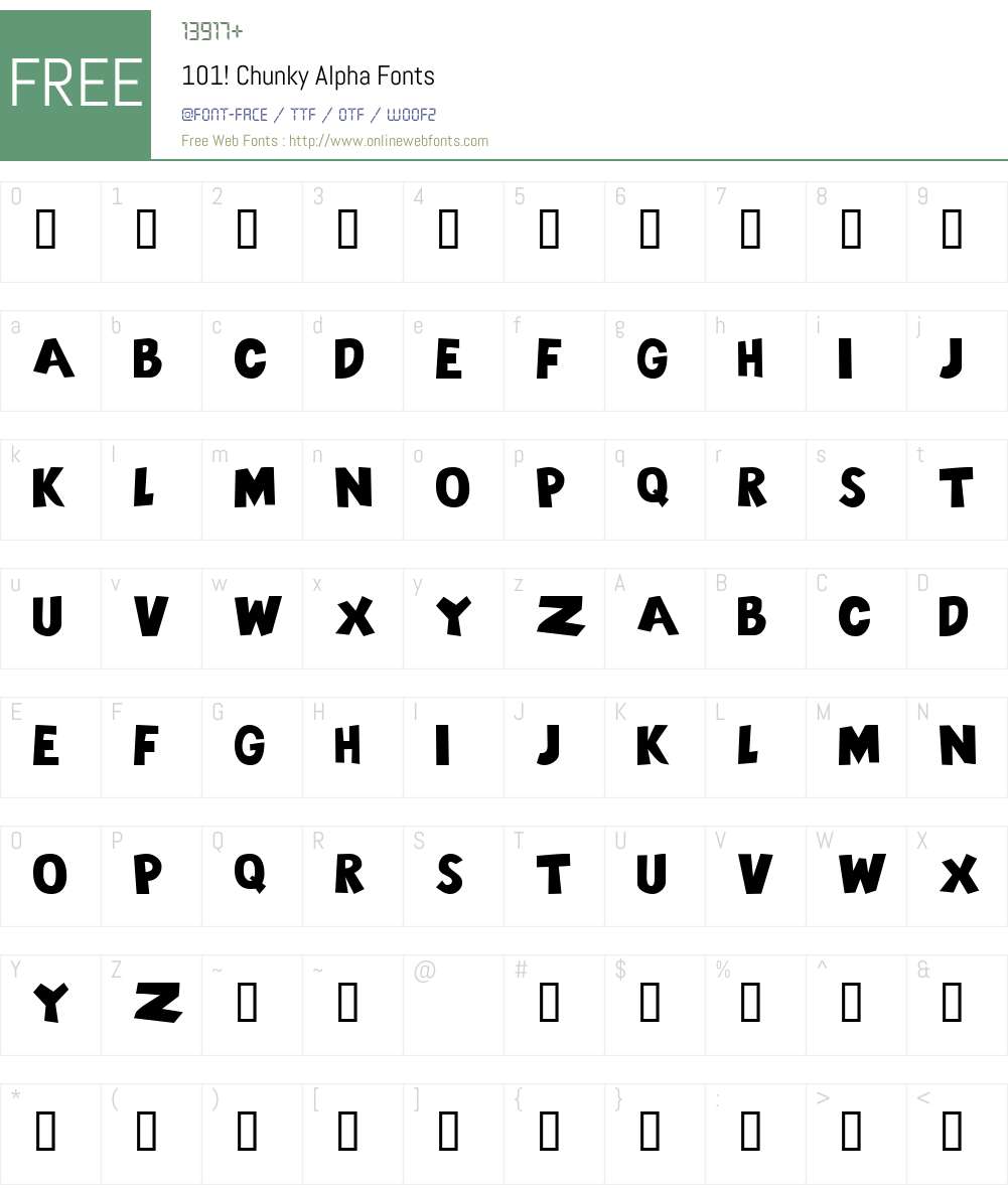 101! Chunky Alpha Font Screenshots