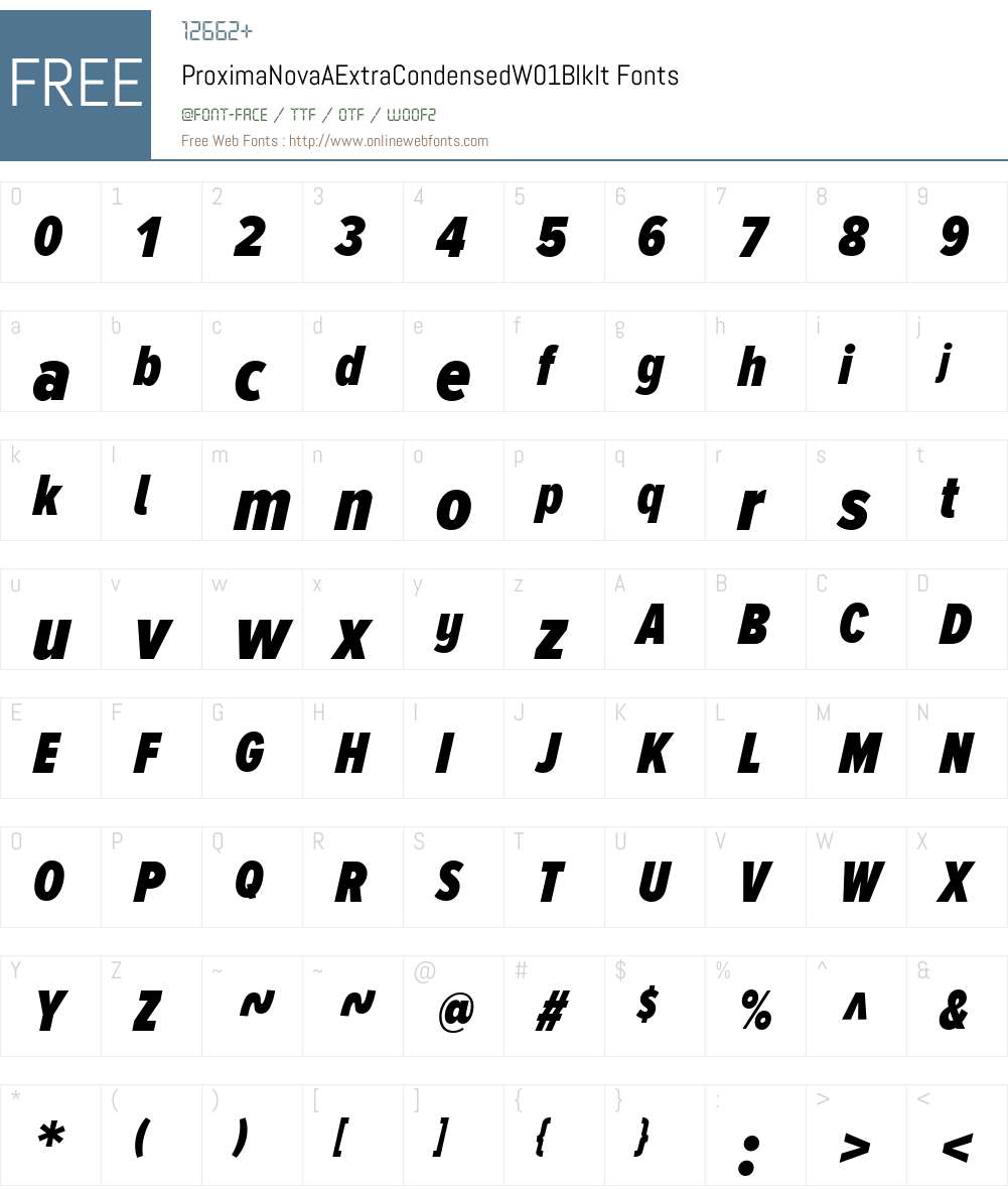 ProximaNovaAExtraCondensedW01-BlkIt Font Screenshots